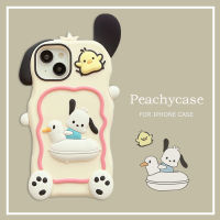 3D การ์ตูนน่ารักลูกสุนัข Pochacco เคสโทรศัพท์รูปเป็ดเข้ากันได้กับ iPhone 14 13 12 Pro Max 11 14Promax เคสโทรศัพท์ซิลิโคนหนากันกระแทกด้านหลัง