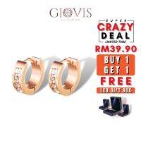 [นาฬิกาข้อมือคุณภาพดีม้าที่ใช้ได้] GIOVIS หรูหรา18K เพชรสังเคราะห์ตุ้มหูทรงหมุดพร้อมกับโรสโกลด์ไทเทเนียมเซอร์ไพรส์วันเกิดของขวัญสำหรับ Hadiah Wanita ของเธอ