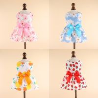 ZZOOI Dog Pet Clothing Flower Fruit Dress for Dogs Clothes Cat Small Daisy Strawberry Print Cute Thin Spring Summer Fashion Yorkshire