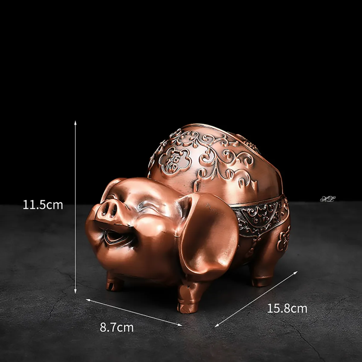 Gạt tàn hình Lợn Đại Cát - Gạt tàn Lợn Đồng hoa văn cổ | Lazada.vn