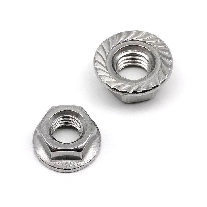 5-10pcs-high-quality-m6-m8-m10-m12-fine-thread-din6923-304-a2-stainless-steel-hexagon-hex-head-serrated-lock-spinlock-flange-nut