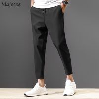 Pants Men Solid Ankle-length Simple All Match Mens Breathable Korean Style Fashion Plus Size Trousers Males Harajuku Hot Sale