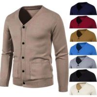 CODAndrew Hearst Men’s Cardigan Sweater V Neck Slim Fit Buttons Cardigan Knitwear Tops with Pockets