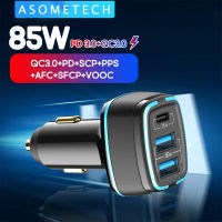 85W LED Car Charger USB Type C 3Port PPS SCP AFC PD QC3.0 Quick Charger For Laptop Car Phone Charger For iPhone Samsung