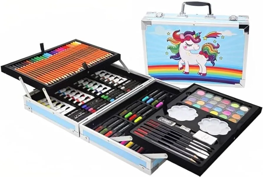 145 Piece Art Set, Deluxe Mega Aluminum Box & Drawing Kit With