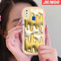 JIUMOO เคสสำหรับ VIVO Y91 Y91i Y95แฟชั่นเคส3D สีเหลืองครีมดีไซน์ใหม่คอลอร์เวฟขอบนุ่มเคสมือถือกันกระแทกแบบใสสร้างสรรค์เคสโปร่งใสลายกล้องถ่ายรูปซิลิกาเจลป้องกัน