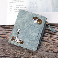 Cute Cat Embroidery Small Wallets Bag For Women Fashion Card Holders Large Capacity Money Coin Purse Short Clutch