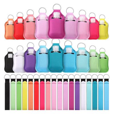 54 Pieces Empty Travel Bottles with Keychain Holder Set Include Travel Bottle Container, Wristlet Keychain Holder