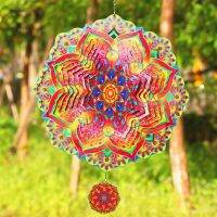 1 Piece Mandala Wind Spinner Metal 3D Rotating Windchimes Luxury Art Garden Hanging Outdoor Decoration