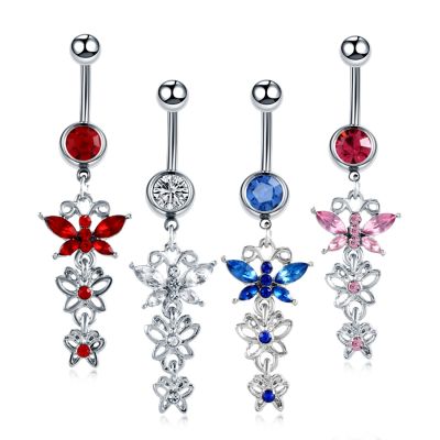 【CW】 1PC 14G Belly Piercing Navel Surgical Dangle Earrings Nombril Jewelry