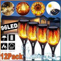 1/2/4/6/8/10/12Pcs Solar Flame Torch Light Flickering Light Waterproof Garden Decoration Outdoor Lawn Path Yard Patio Floor Lamp