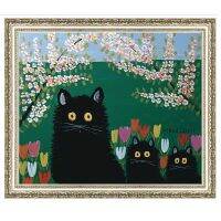 ศิลปะบนผืนผ้าใบสำหรับติดกำแพงแมวดำ》 By Maud Lewis สำหรับภาพวาด Dinding Kamar Tidur มีหลายขนาดกรอบศิลปะผนังศิลปะบนผืนผ้าใบสำหรับติดกำแพงนามธรรมพร้อม Hang40x48cm(16X19นิ้ว)