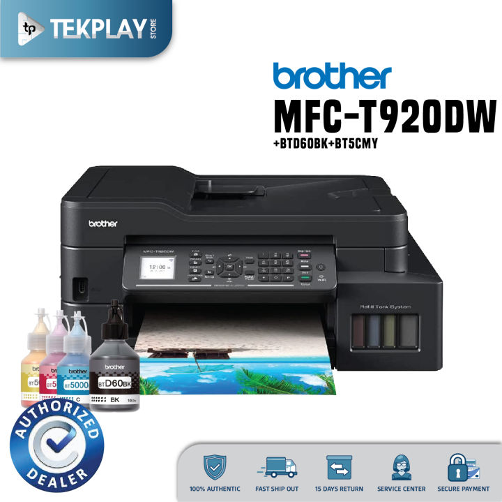 Brother MFC-T920DW Ink Tank Printer + BTD60BK + BT5000CMY | Lazada PH