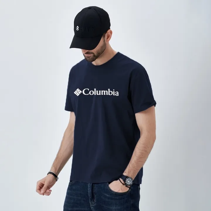 columbiaเสื้อยืดแขนสั้นลําลอง-คอกลม-ผ้าฝ้าย-ทรงหลวม-พิมพ์ลาย-ระบายอากาศได้ดี-แฟชั่นฤดูร้อน-สําหรับผู้ชาย