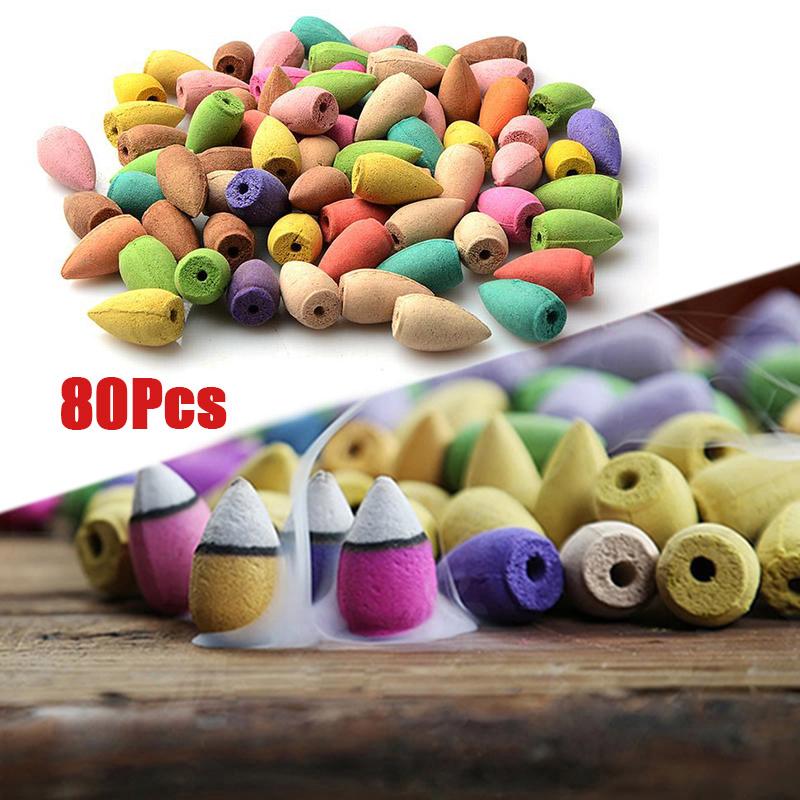 Details about   80pcs Backflow Incense Back Flow Cones Scents Mixed Natural Flower Fragrance 