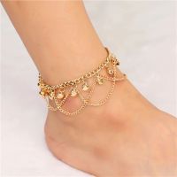 Women Fashion Wave Tassel Bell AnkletAlloy Dance Indian Bohemia Gold AnkletFemale Sexy Charming