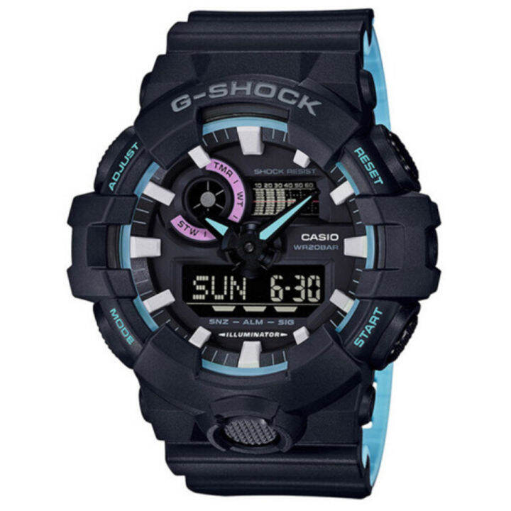 ต้นฉบับ-g-shock-ga700-ผู้ชายกีฬานาฬิกาคู่แสดงเวลา-200-เมตรกันน้ำกันกระแทกเวลาโลก-led-แสงอัตโนมัติรับประกัน-4-ปี-ga-700pc-1a-ใหม่แท้