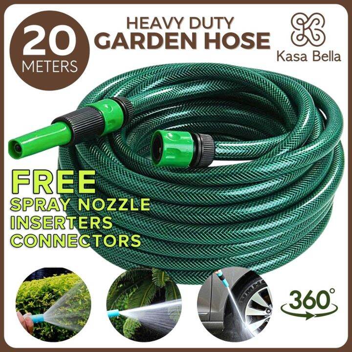 Kasa Bella - Garden Hose with Spray 20 Meters 1/2 Size Hose for Carwash ...