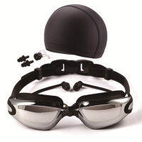 Swim Goggles With Cap Nose Clip Ear Plug Anti-Fog Soft Comfortable Safe Durable Portable HD Mirrored Swimming Set#290272