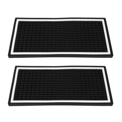 2 Pack Bar Mat, 12X6X0.4 Inch Thicken Rubber Bar Service Mat, Heavy Duty Anti-Slip Countertop Drink Spill Mats