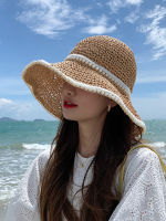 2022 NEW Womens Summer Bucket Folding Straw Hat Panamas UV Protection Sun Visor Pearl Hat Seaside Beach Hat Tide Summer Hats