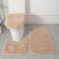 Solid Color Bathroom Mat Set Fluffy Hairs Bath Carpets Modern Toilet Lid Cover Rugs Kit 3pcsset Rectangle 50*80 50*40 45*50cm