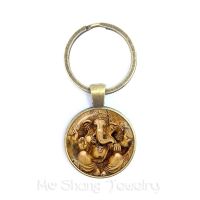 New Classic 25mm Buddha Elephant Glass Keychains Men Jewelry Car Holder Souvenir