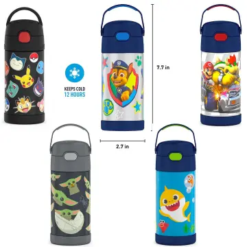 Thermos Kids Stainless Steel Vacuum Insulated Funtainer Straw Bottle,  Pokemon, 12 fl oz 