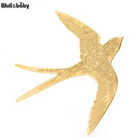 Wuli amp;baby Stainless Steel Drawing Swallow Brooch Pins Quality Simple Brooches For Women Jewelry Gift