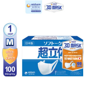 CHÍNH HÃNG Hộp 100 miếng khẩu trang y tế Unicharm 3D Mask Super Fit Japan