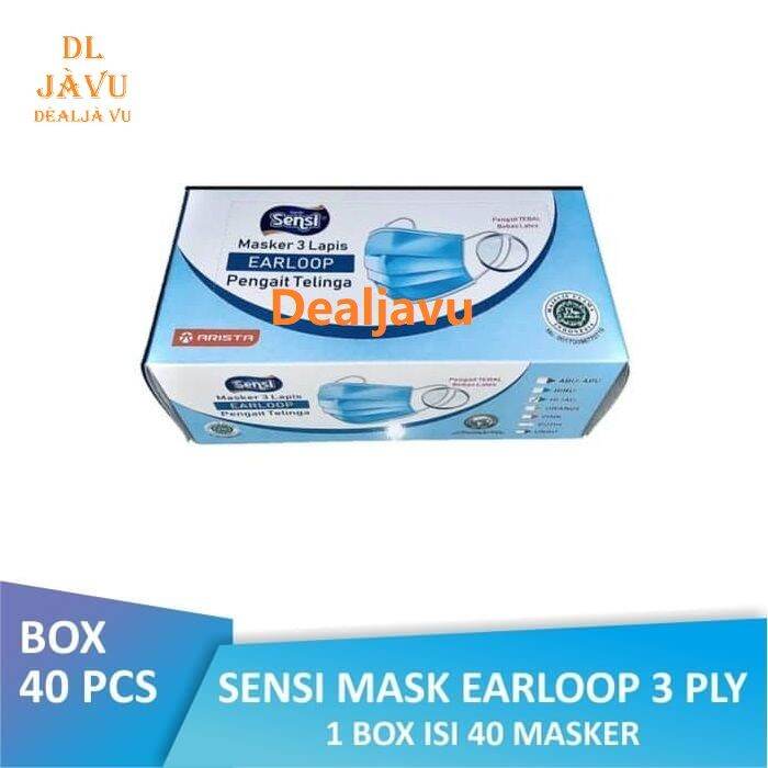 Sensi Masker 3ply Earloop / Masker Medis 3 Ply 1 BOX 40 Pcs Mask Ready ...