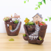 Creative Farmhouse ดอกไม้หม้อเรซิ่นชาวไร่สำหรับ Succulents พืช Fairy Garden ตกแต่งกระถางดอกไม้ Home Desktop Decoration