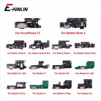 ขั้วต่อพอร์ตชาร์จชิ้นส่วนบอร์ด Flex Cable ไมโครโฟนไมโครโฟนสําหรับ XiaoMi PocoPhone F1 Redmi Note 8 8T 7 6 5 Pro Plus 8A 7A 6A S2