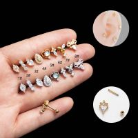 1 Piece 16Gauge Stainless Steel Cartilage Earring Stud Helix Pinna Lobe Piercing Butterfly Tear-drop Heart Shape