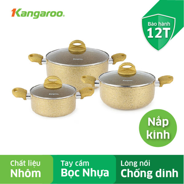 Bộ nồi Kangaroo KG991M – Vân đá nhôm đúc