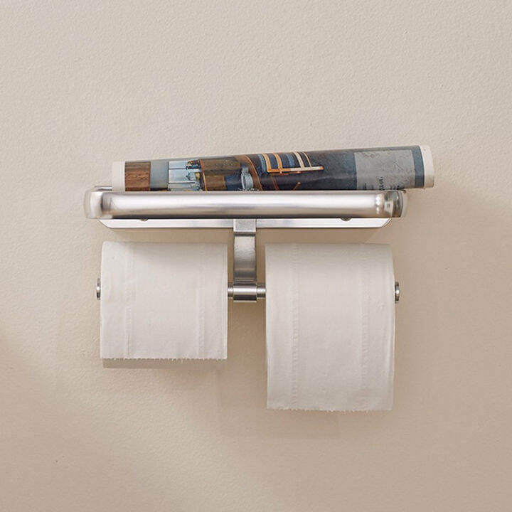 space-aluminum-paper-towel-rack-hotel-bathroom-double-roll-paper-rack-toilet-paper-holder-simple-roll-holder-silver