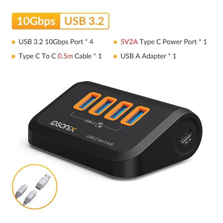 idsonix-ตัวแยก-usb-usb-ฮับ3-2-10gbps-type-c-อะแดปเตอร์หลายพอร์ต-usb-3-0ฮับแท่นวางมือถือสำหรับฮับ-pc-แล็ปท็อปแมคบุ๊คพื้นผิว