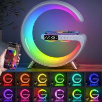 หลอดไฟ LED อัจฉริยะควบคุมผ่านแอปไฟกลางคืน RGB ได้หลายฟังก์ชันพร้อมที่ชาร์จลำโพงบลูทูธไร้สายนาฬิกาปลุกไฟกลางคืน