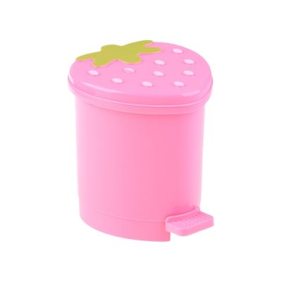 ❏♟⊙ Mini Strawberry Trash Can with Lid Office Desktop Fruit Peel for shell Container