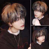 【jw】☏❈๑ BEAUTYENTER Fashion Mens Short Wig Flax brown Hair Synthetic With Bangs Men Ladies Boys Costume Anime