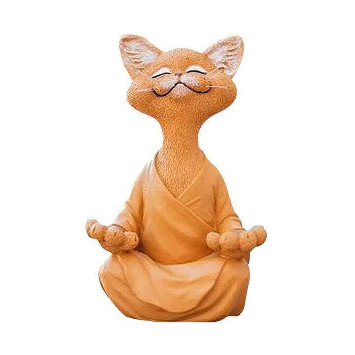 [Easybuy88] Meditation Garden Cat Statue Buddha Sphinx Figurine