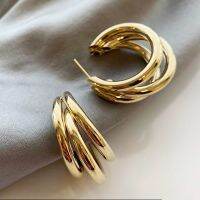 Gold and Silver Color Round Drop Earring for Women Alloy Trendy Three-layer Earrings Circle Ear Accessories Hot 2022