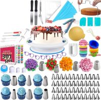 TEXCake Decorating Kit  301pcs Cake Decorating Supplies With Cake Turntable For Decorating  Pastry Piping Bag  Russian Piping Tips