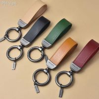 2021 Luxury Genuine Leather Lanyard Keychain Men Women Square Pattern Gunmetal Buckle Car Key Ring Holder Jewelry