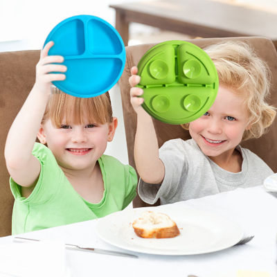 เด็กแผ่นแยกการออกแบบช่องแผ่นจริงเด็กให้อาหารถาดอาหารเกรดซิลิโคนไมโครเวฟปลอดภัยอเนกประสงค์ชามทารก