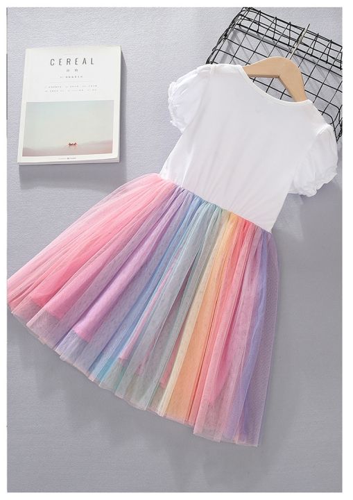 jeansame-dress-2-8yrs-ยูนิคอร์นชุดผ้าฝ้ายเด็กทารก-rainbow-tutu-ชุดแฟชั่นสาวปาร์ตี้เจ้าหญิงเสื้อผ้า-outfits