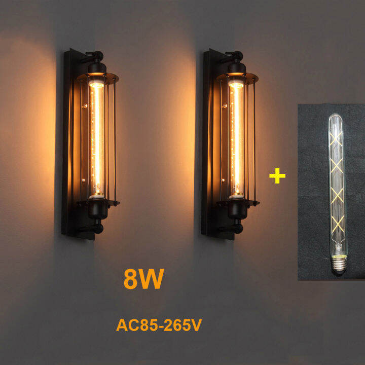 วินเทจอุตสาหกรรมโคมไฟติดผนังสีดำเงินทองแดง8วัตต์-led-โคมไฟติดผนังห้องนอนคาเฟ่ร้านอาหารผนังเชิงเทียนโคมไฟข้างเตียงหลอดไฟ