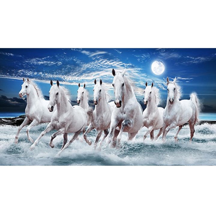 5D DIY Diamond Painting Kits Full Square Drill white horse Wall Picture