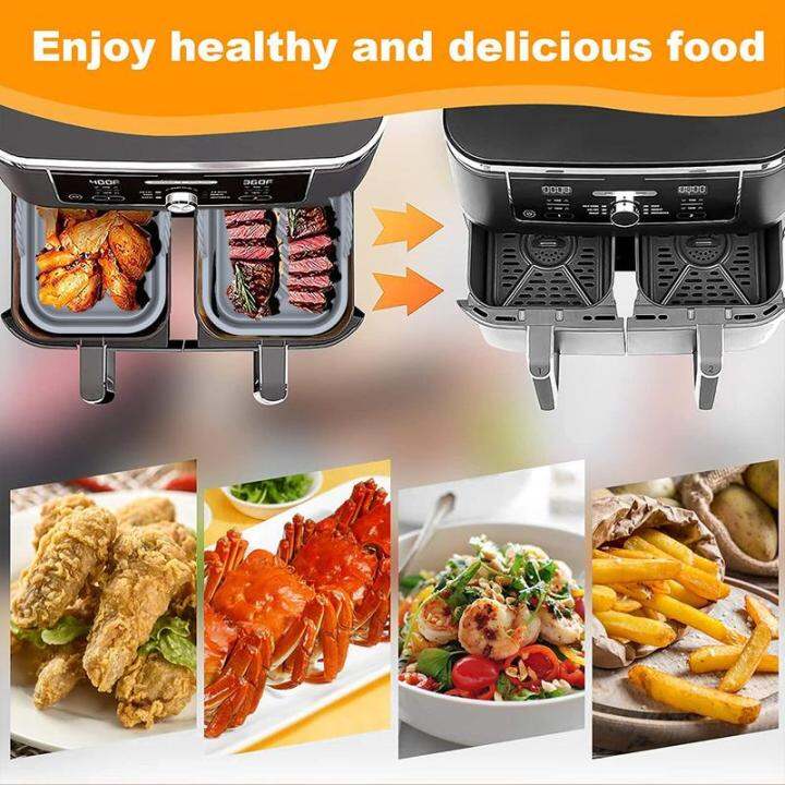 2ชิ้นหม้อทอด-air-fryer-หม้อซิลิโคนพร้อมที่จับทนความร้อนได้กันติดกระทะซิลิโคนหม้อทอด-air-fryer-ซับหม้อทอด-air-fryer-ทนความร้อนได้ซับหม้อทอด-air-fryer-ไม่ติดกระทะซิลิโคนหม้อทอด-air-fryer