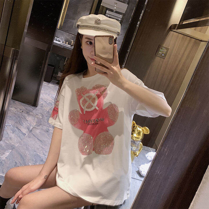 เซ็กซี่-tops-pullovers-กราฟิกเสื้อผ้า-t-เสื้อผู้หญิงเสื้อยืดฤดูร้อนหลวมแฟชั่นแขนสั้น-aesthetic-สีขาวเกาหลี-midi-casual
